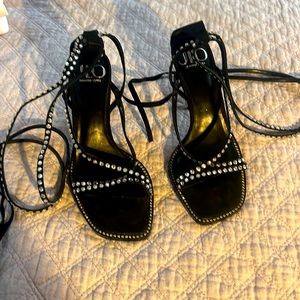JLo Woman’s Rhinestone Strappy Heels; Size 8.5